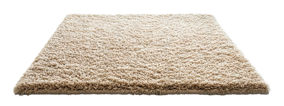 Soft beige carpet with textured surface, isolated on transparent cutout background
