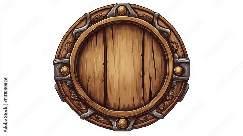 Poster fantasy ui game circle avatar rank level frame. round interface border button design. medieval gui b