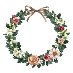 invitation card: Beautiful circular frame rose garland