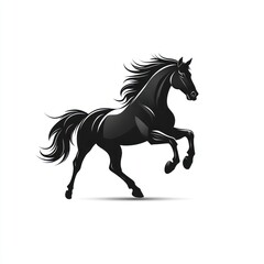 Obraz premium Black horse silhouette in a dynamic running pose.