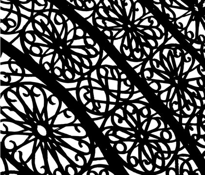 Illustration of seamless abstract black floral vine pattern
