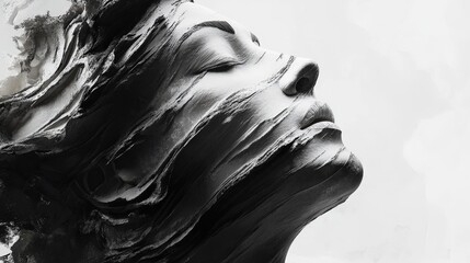 Fototapeta premium 3 D Poster Mockup Featuring a Woman's Face Painted with Black Paint Creative Advertising and Marketing Solution for Visual Content