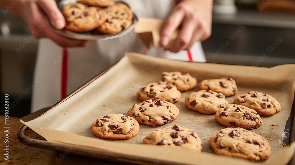 Sticker A warm and inviting image of a person baking homemade cookies, with a tray of freshly baked treats and a personalized gift tag ready to be attached 