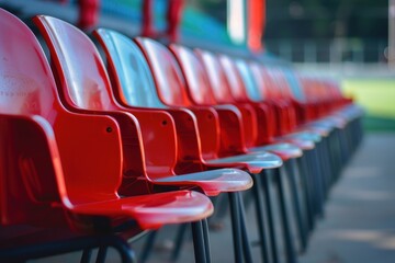 Fototapeta premium Vacant plastic seats in a stadium