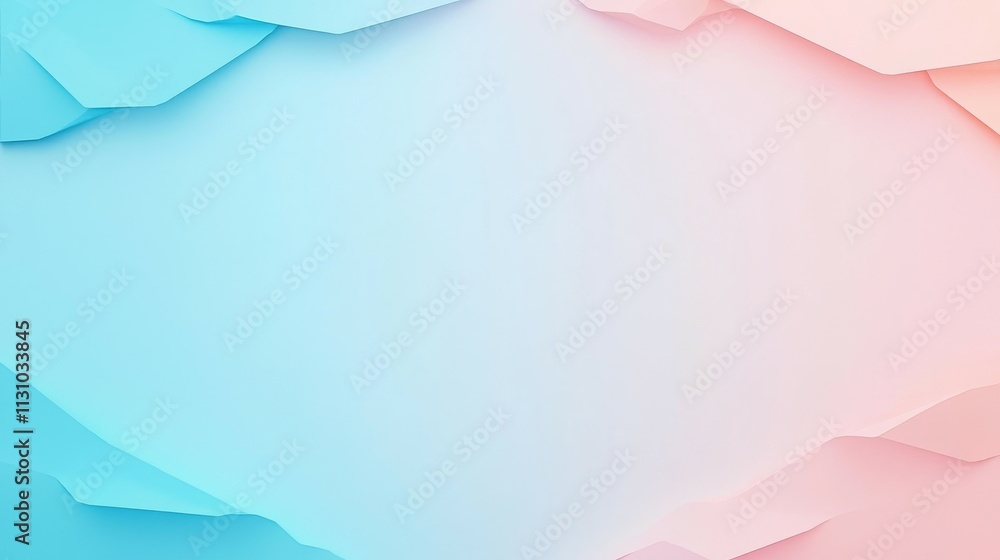Poster a soft gradient background with layered paper textures in blue and pink hues.