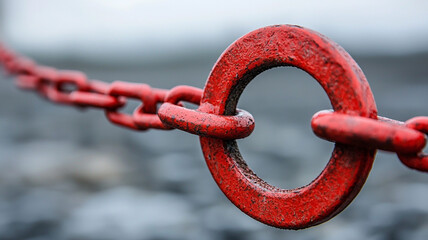 Ai-generated image of a red chain link coastal environment abstract concept industrial viewpoint for seo impact