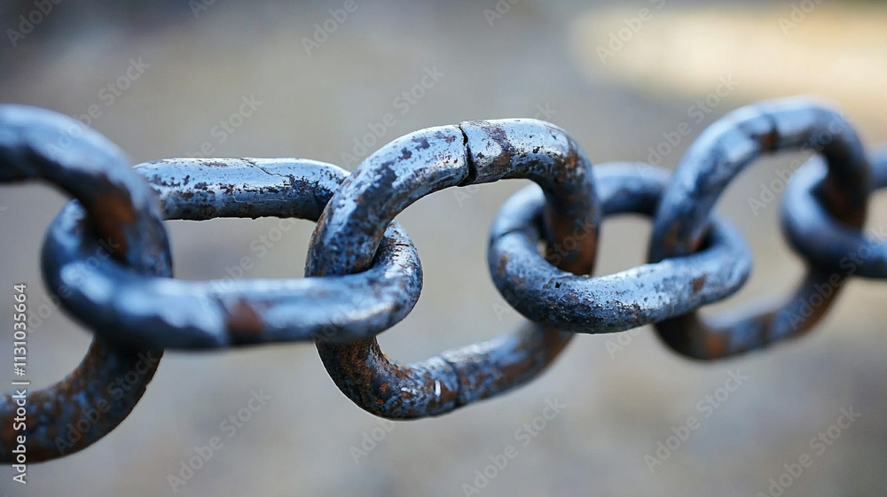 Poster chain link close-up industrial setting macro photography urban environment detail view ai generated 