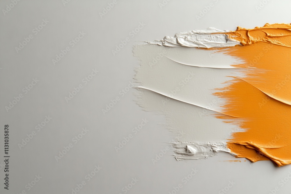 Aufkleber bright orange and white paint strokes on a canvas creating a textured abstract design