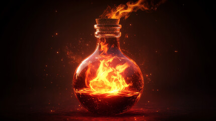 Red laboratory game potion icon animation with fire smoke. Ui sprite sequence isolated design with magic love chemical poison evaporation. Fantasy antidote or elixir prop asset sheet collection