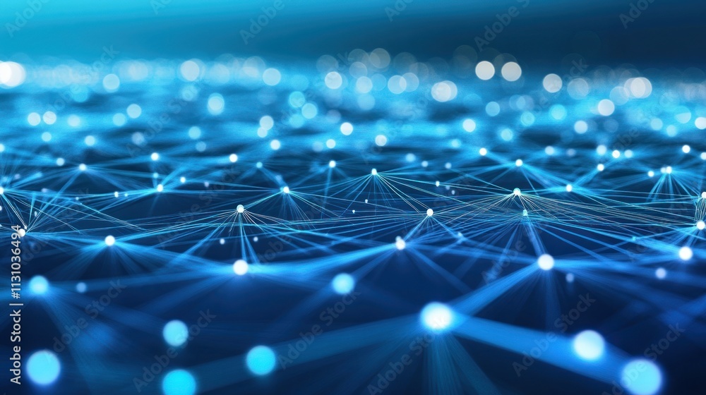 Fototapete abstract representation of interconnected data points in a digital network.