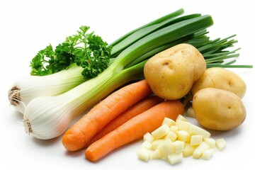 Vegetables on white background for packaging design