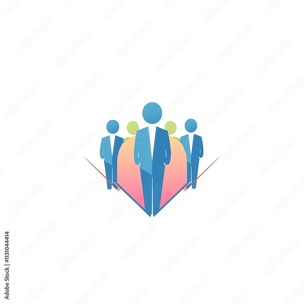 Poster abstract team unity: a minimalist illustration of a group of people, symbolizing unity, collaboratio