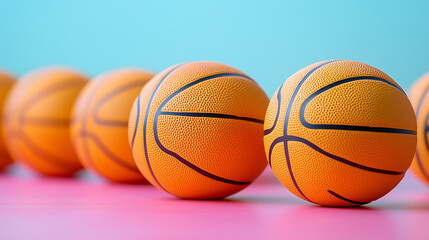 Obraz premium Product shoot of basketballs arranged a minimalistic setting clean lines