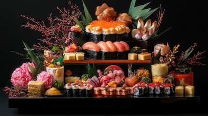 Magnificent tiered Sushi Platter: A Culinary Masterpiece of Japanese Cuisine