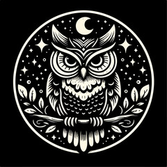 Obraz premium black and white owl