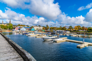 Obraz premium A view across the marina in Charlottetown, Prince Edward Island, Canada in the fall