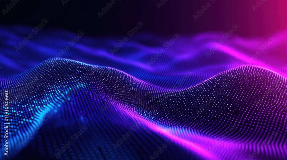 Poster abstract digital waves in vibrant blue and purple tones create a mesmerizing visual effect.