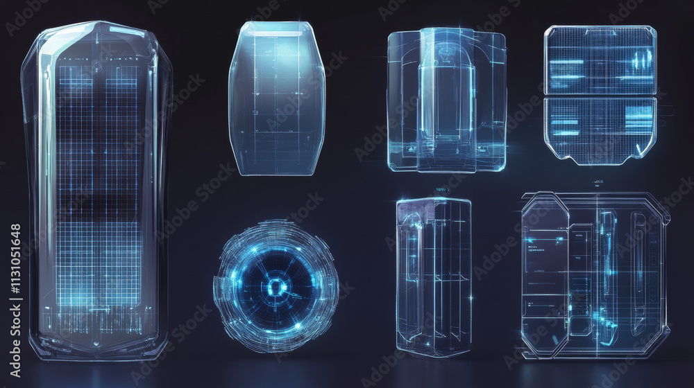 Poster bubble shields, protection force fields. vector realistic set of safety energy barrier, security def