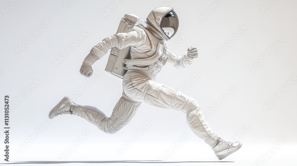 Aufkleber An astronaut in a white suit running dynamically against a light background.