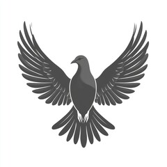 Obraz premium Stylized grey dove with outstretched wings.