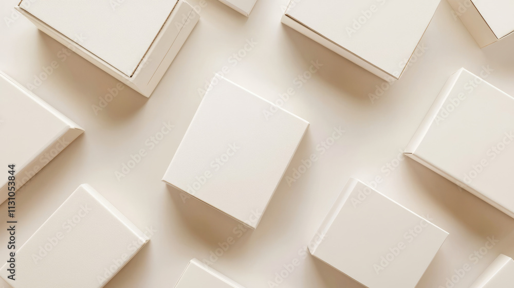Poster white closed and open cardboard box mockup top angle view. realistic vector illustration set of blan
