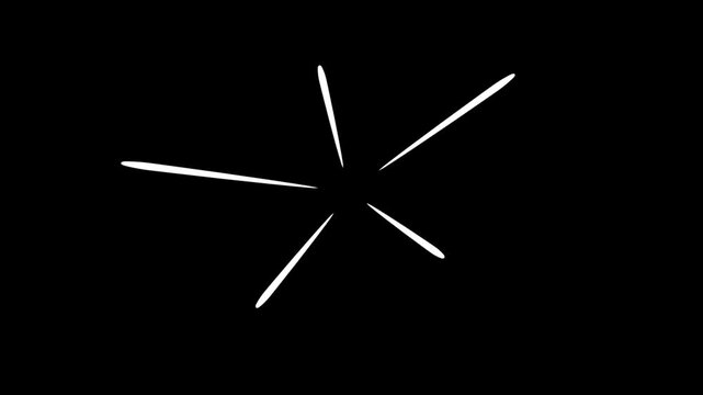 collection of 8 Smooth animated lines, Motion Graphic design elements in alpha on black background, Tapered stroke pop up, doodle pop