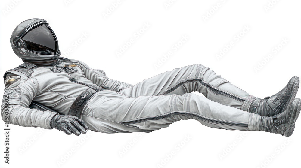 Aufkleber a realistic depiction of a lying astronaut in a space suit.