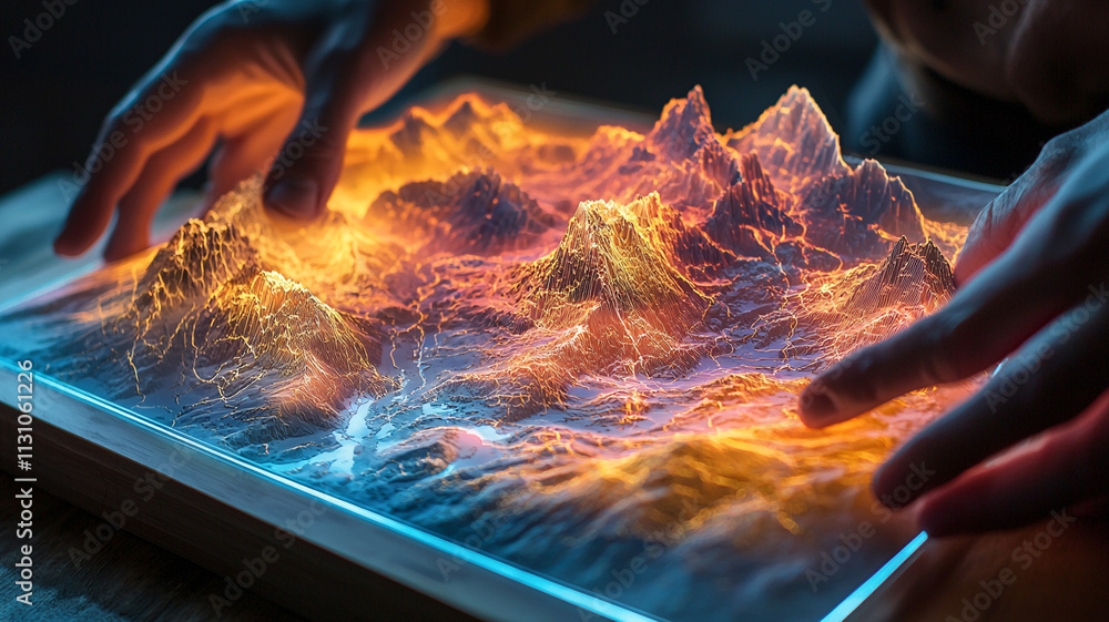 Poster ai-generated 3d landscape exploration virtual space digital art interactive environment user perspec
