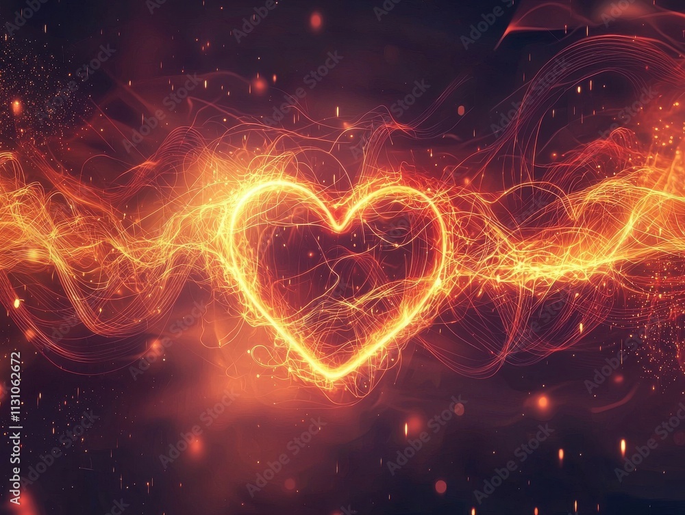 Poster abstract digital art pulsating heartbeat lines in a vibrant dynamic environment
