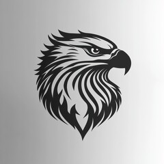 Obraz premium Stylized eagle head profile, black and white vector illustration.