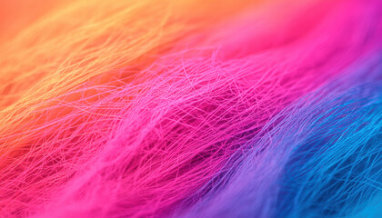 Fototapeta premium A vibrant, colorful abstract image featuring flowing strands in shades of pink, orange, and blue, creating a visually striking wave-like effect.