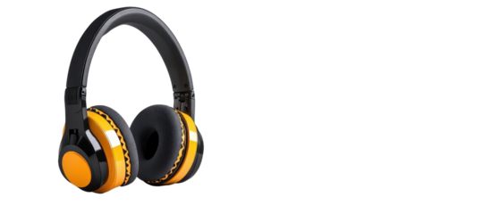 Stylish headphones with vibrant colors. transparent background