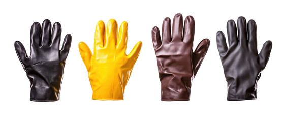 Obraz premium Various types of durable rubber gloves. transparent background