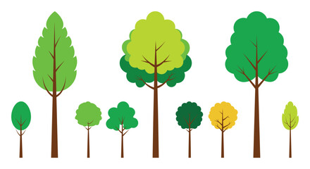 Fototapeta premium Set of trees isolated on a white background.