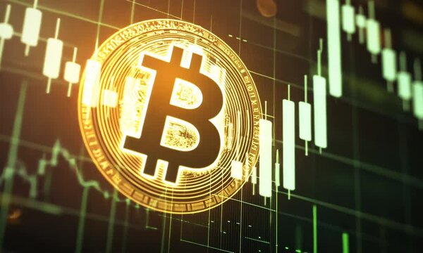 Bitcoin market exchange trade in the background
