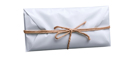 Wrapped gift with string, perfect for occasions. transparent background