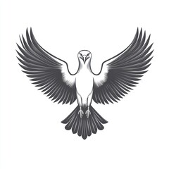 Obraz premium Monochrome illustration of a soaring bird with outstretched wings.