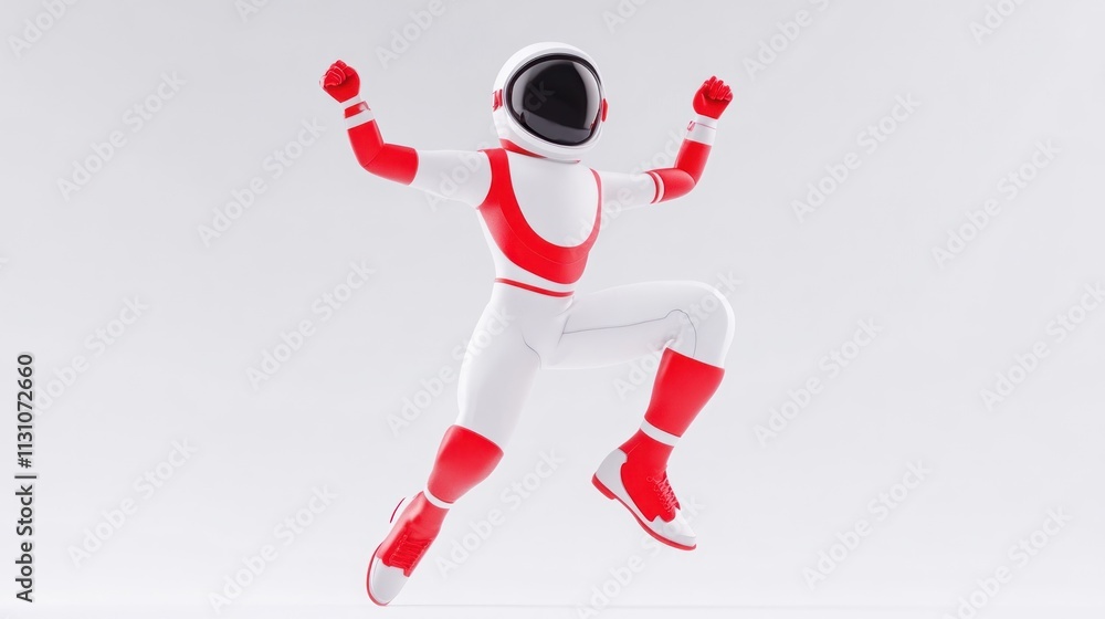 Leinwandbilder A joyful astronaut character in a dynamic pose, emphasizing fun and exploration.