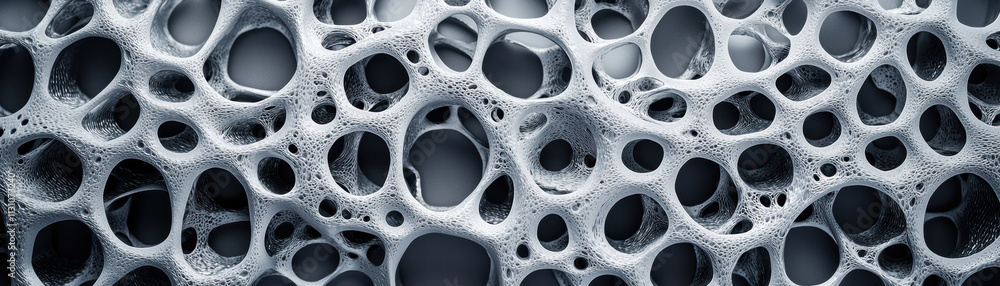 Poster material science metals strength. abstract texture with interconnected bubbles and voids, showcasing