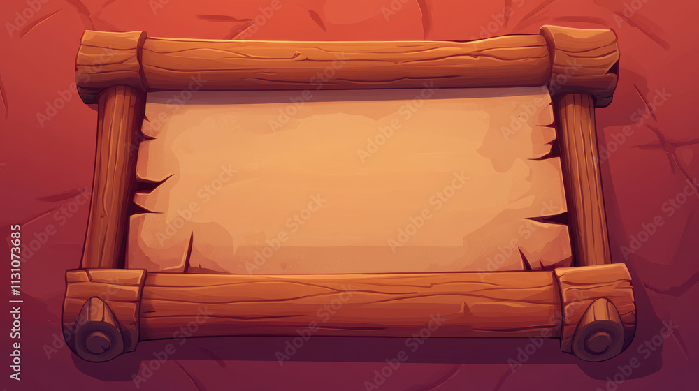 Poster parchment scroll for game ui design. cartoon vector illustration set of rolled empty old papyrus fra