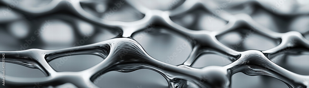 Poster material science metals strength. intricate close-up of a molecular structure resembling a web or ne