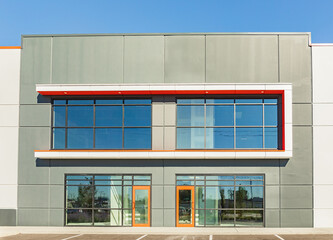 Low rise office building. Modern development architecture in downtown