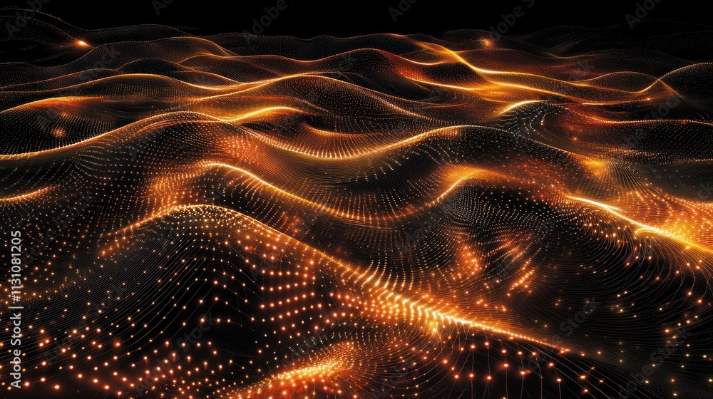 Poster Abstract digital waves of light and color creating a mesmerizing visual effect.