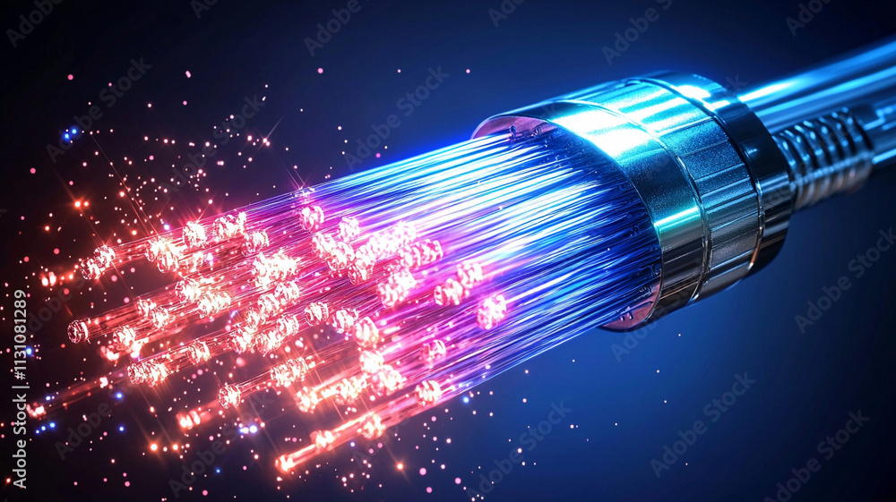 Poster ai generated fiber optic technology high-tech laboratory visual presentation futuristic environment 