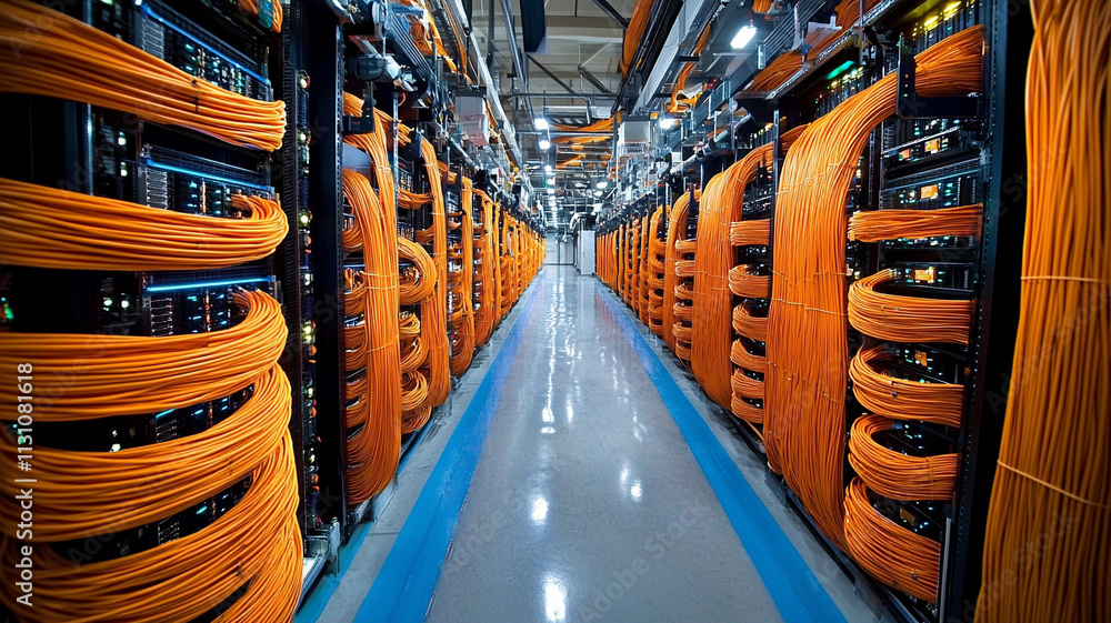 Poster ai generated data center operations technology hub network infrastructure industrial environment wid