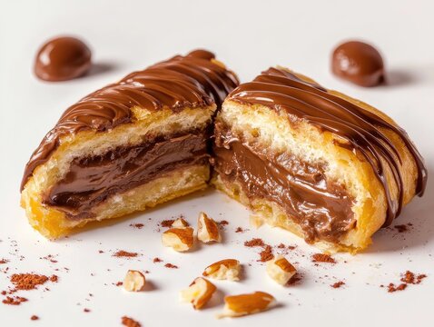 fotografia de trozo bizcocho relleno de crema nutella. la nutella debe ser muy cremosa y muy visible en la fotografia --ar 4:3 --v 6.1 Job ID: 09fe76b4-5a0a-4825-9838-8b3cff5ddcf4
