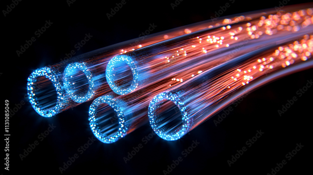 Poster ai-generated fiber optic technology digital realm visual content abstract environment close-up view 