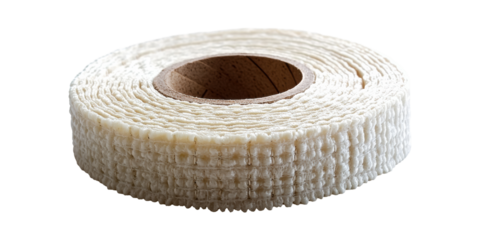 Roll of white textured tape isolated on transparent background