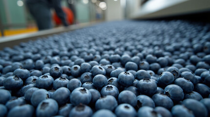 Fototapeta premium blueberries in a factory, generative ai