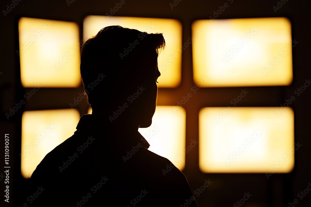 Canvas Prints a man is standing in front of a television screen